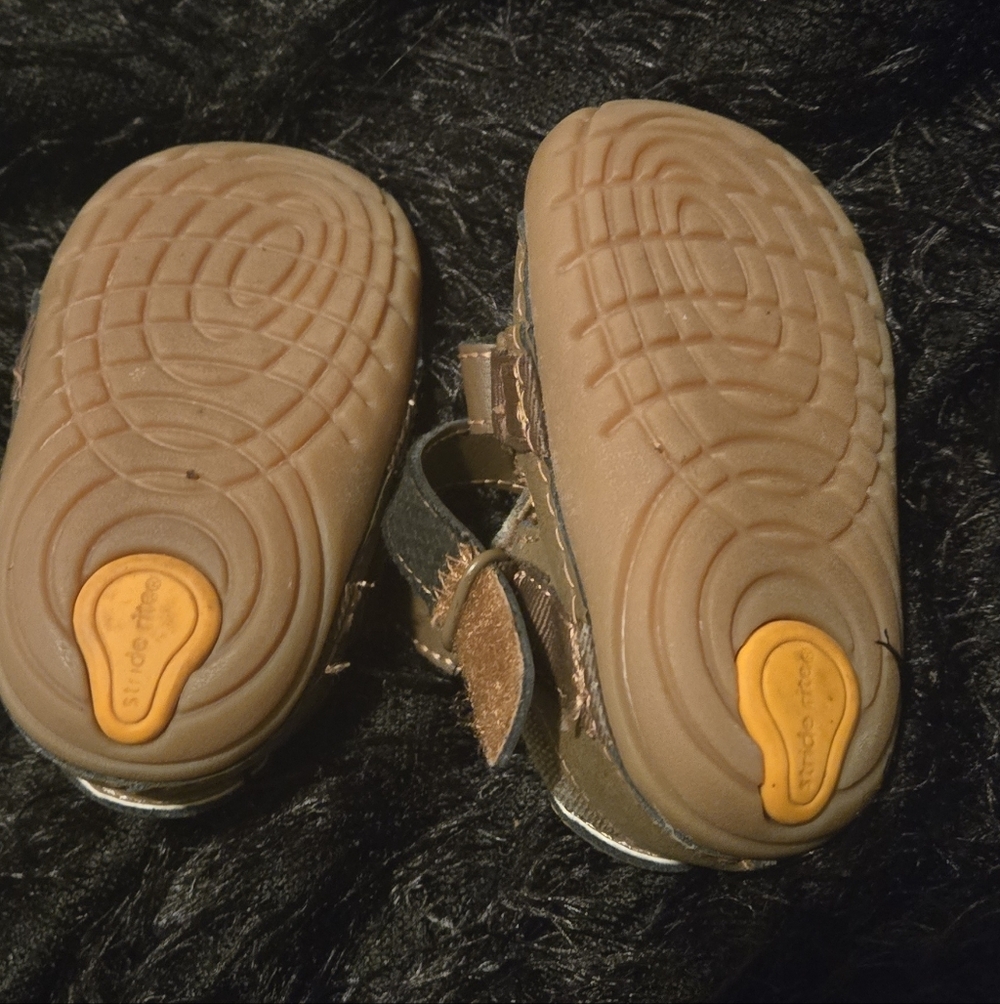 Stride Rite Brown and Orange Baby Walker Shoes - Picture 4 of 7